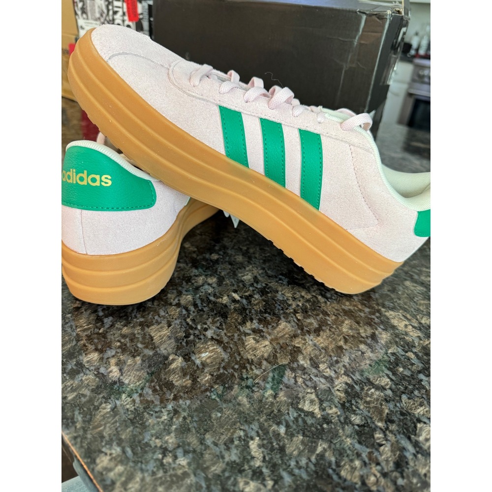 Adidas VL Court Bold Pink Green Suede Platform Sneakers Womens 9.5‎ JP6916 NEW - Picture 3 of 8